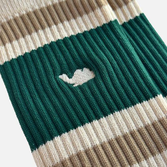 【New】 Line Socks - Ivory × British Green