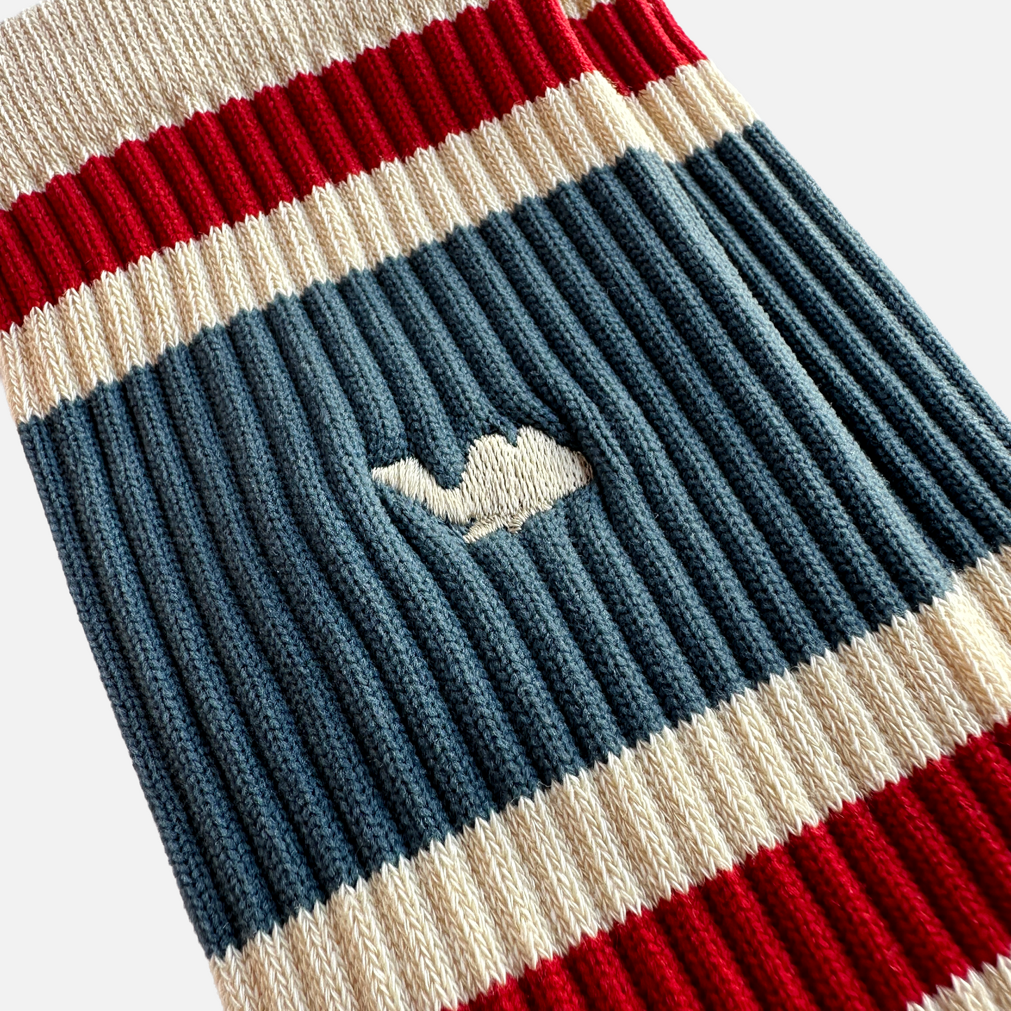 【New】 Line Socks - Ivory × Blue Gray