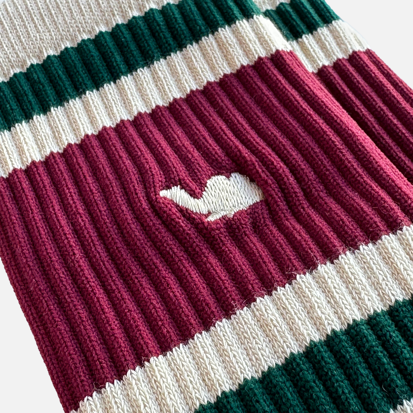 【New】 Line Socks - Ivory × Burgundy