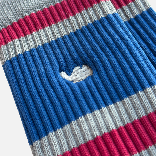 【New】 Line Socks - Light Gray × Navy