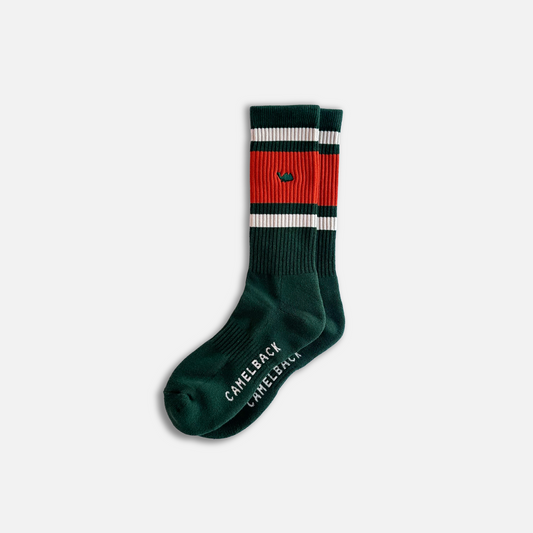 Line Socks ‐ Green × Salmon